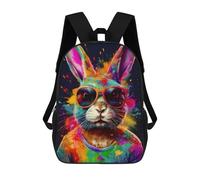 sinyumoney Mochila Infantil Impresa En 3D Cool Bunny in Sunglasses Mochila Escolar De Gran Capacidad Para Viajes Y Libros Para Niños De Primaria Y Secundaria 17inch
