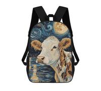 sinyumoney Mochila Infantil Impresa En 3D Cow Under Starry Night Mochilas De Día Mochila Para Libros Mochila De Moda Mochilas Informales Para Niños Y Niñas En Edad Escolar 17inch