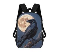 sinyumoney Mochila Infantil Impresa En 3D Crow And Moon Mochila Escolar Ligera De Viaje Mochila Escolar De Moda Para Niños Y Estudiantes 17inch