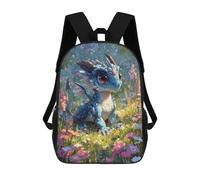 sinyumoney Mochila Infantil Impresa En 3D Cute Baby Dragon in Flower Field Mochilas De Día Mochila Para Libros Mochila De Moda Mochilas Informales Para Niños Y Niñas En Edad Escolar 17inch