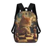 sinyumoney Mochila Infantil Impresa En 3D Cute Cartoon Chess Cat Mochila Escolar Ligera De Viaje Mochila Escolar De Moda Para Niños Y Estudiantes 17inch