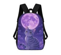 sinyumoney Mochila Infantil Impresa En 3D Cute Cat Under Purple Moon Mochila Escolar Ligera De Viaje Mochila Escolar De Moda Para Niños Y Estudiantes 17inch