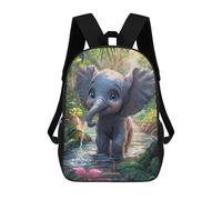 sinyumoney Mochila Infantil Impresa En 3D Cute Elephant in Jungle Stream Mochila Escolar Ligera De Viaje Mochila Escolar De Moda Para Niños Y Estudiantes 17inch