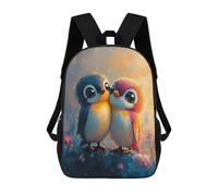 sinyumoney Mochila Infantil Impresa En 3D Cute Oil Paint Penguin Couple Mochila Escolar Ligera De Viaje Mochila Escolar De Moda Para Niños Y Estudiantes 17inch