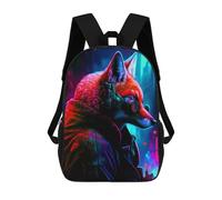 sinyumoney Mochila Infantil Impresa En 3D Cyberfox in Neon Cityscape-1 Mochila Escolar De Gran Capacidad Para Viajes Y Libros Para Niños De Primaria Y Secundaria 17inch