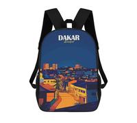 sinyumoney Mochila Infantil Impresa En 3D Dakar, Senegal Cityscape at Night Mochila Escolar De Gran Capacidad Para Viajes Y Libros Para Niños De Primaria Y Secundaria 17inch