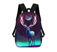 sinyumoney Mochila Infantil Impresa En 3D Deer And Moon Painting Mochila Escolar Ligera De Viaje Mochila Escolar De Moda Para Niños Y Estudiantes 17inch