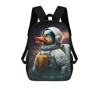 sinyumoney Mochila Infantil Impresa En 3D Duck Astronaut in Space Mochila Escolar De Gran Capacidad Para Viajes Y Libros Para Niños De Primaria Y Secundaria 17inch