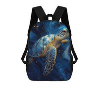 sinyumoney Mochila Infantil Impresa En 3D Elegant Blue And Gold Sea Turtle Mochila Escolar De Gran Capacidad Para Viajes Y Libros Para Niños De Primaria Y Secundaria 17inch