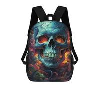 sinyumoney Mochila Infantil Impresa En 3D Fiery Skull Artwork Mochila Escolar Ligera De Viaje Mochila Escolar De Moda Para Niños Y Estudiantes 17inch