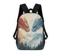 sinyumoney Mochila Infantil Impresa En 3D Fire And Ice Dragons Mochila Escolar De Gran Capacidad Para Viajes Y Libros Para Niños De Primaria Y Secundaria 17inch