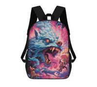 sinyumoney Mochila Infantil Impresa En 3D Flaming Wolf Fantasy Battle Mochila Escolar De Gran Capacidad Para Viajes Y Libros Para Niños De Primaria Y Secundaria 17inch