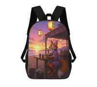 sinyumoney Mochila Infantil Impresa En 3D Fox Eating Ramen at Sunset Mochila Escolar De Gran Capacidad Para Viajes Y Libros Para Niños De Primaria Y Secundaria 17inch