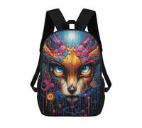 sinyumoney Mochila Infantil Impresa En 3D Fox Portrait Mochila Escolar Ligera De Viaje Mochila Escolar De Moda Para Niños Y Estudiantes 17inch