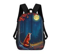 sinyumoney Mochila Infantil Impresa En 3D Fox Under The Full Moon Mochila Escolar De Gran Capacidad Para Viajes Y Libros Para Niños De Primaria Y Secundaria 17inch