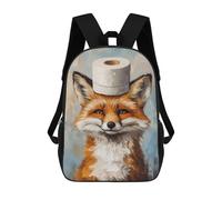 sinyumoney Mochila Infantil Impresa En 3D Fox with Toilet Paper Hat Mochila Escolar Ligera De Viaje Mochila Escolar De Moda Para Niños Y Estudiantes 17inch