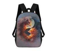 sinyumoney Mochila Infantil Impresa En 3D Fox Yin Yang Japanese Mochila Escolar Ligera De Viaje Mochila Escolar De Moda Para Niños Y Estudiantes 17inch