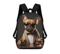 sinyumoney Mochila Infantil Impresa En 3D French Bulldog in Suit Mochila Escolar De Gran Capacidad Para Viajes Y Libros Para Niños De Primaria Y Secundaria 17inch