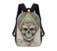 sinyumoney Mochila Infantil Impresa En 3D Geometric Skull Abstract Mochila Escolar Ligera De Viaje Mochila Escolar De Moda Para Niños Y Estudiantes 17inch