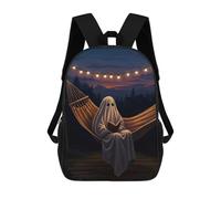 sinyumoney Mochila Infantil Impresa En 3D Ghost Reading in A Hammock Mochila Escolar Ligera De Viaje Mochila Escolar De Moda Para Niños Y Estudiantes 17inch
