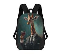 sinyumoney Mochila Infantil Impresa En 3D Giraffe in Suit with Wine Mochila Escolar De Gran Capacidad Para Viajes Y Libros Para Niños De Primaria Y Secundaria 17inch