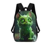 sinyumoney Mochila Infantil Impresa En 3D Glowing Green Kitten Mochila Escolar De Gran Capacidad Para Viajes Y Libros Para Niños De Primaria Y Secundaria 17inch