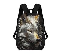 sinyumoney Mochila Infantil Impresa En 3D Gold White Wolf Side View Mochila Escolar De Gran Capacidad Para Viajes Y Libros Para Niños De Primaria Y Secundaria 17inch