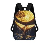 sinyumoney Mochila Infantil Impresa En 3D Golden Whale Tail And Moon Mochilas De Día Mochila Para Libros Mochila De Moda Mochilas Informales Para Niños Y Niñas En Edad Escolar 17inch