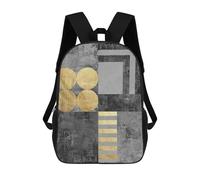 sinyumoney Mochila Infantil Impresa En 3D Gray And Gold Art B Mochila Escolar De Gran Capacidad Para Viajes Y Libros Para Niños De Primaria Y Secundaria 17inch
