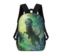 sinyumoney Mochila Infantil Impresa En 3D Green Space Cat Mochila Escolar De Gran Capacidad Para Viajes Y Libros Para Niños De Primaria Y Secundaria 17inch