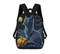 sinyumoney Mochila Infantil Impresa En 3D Halloween Cat & Moon Mochila Escolar De Gran Capacidad Para Viajes Y Libros Para Niños De Primaria Y Secundaria 17inch