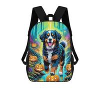 sinyumoney Mochila Infantil Impresa En 3D Halloween Forest with Dog Mochila Escolar Ligera De Viaje Mochila Escolar De Moda Para Niños Y Estudiantes 17inch
