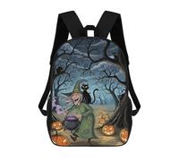 sinyumoney Mochila Infantil Impresa En 3D Halloween Witch Cat Mochila Escolar Ligera De Viaje Mochila Escolar De Moda Para Niños Y Estudiantes 17inch