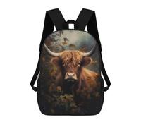 sinyumoney Mochila Infantil Impresa En 3D Highland Cow in Foliage Mochila Escolar De Gran Capacidad Para Viajes Y Libros Para Niños De Primaria Y Secundaria 17inch