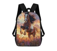 sinyumoney Mochila Infantil Impresa En 3D Horse Leaping at Sunset in Field of Flowers Mochila Escolar De Gran Capacidad Para Viajes Y Libros Para Niños De Primaria Y Secundaria 17inch