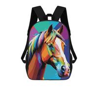 sinyumoney Mochila Infantil Impresa En 3D Horse Portrait Wpap Mochila Escolar De Gran Capacidad Para Viajes Y Libros Para Niños De Primaria Y Secundaria 17inch