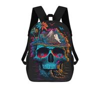 sinyumoney Mochila Infantil Impresa En 3D Island Skull Fantasy Mochila Escolar De Gran Capacidad Para Viajes Y Libros Para Niños De Primaria Y Secundaria 17inch