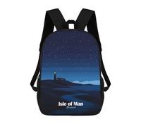 sinyumoney Mochila Infantil Impresa En 3D Isle of Man Night Landscape Mochilas De Día Mochila Para Libros Mochila De Moda Mochilas Informales Para Niños Y Niñas En Edad Escolar 17inch