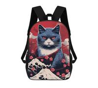 sinyumoney Mochila Infantil Impresa En 3D Japanese Cat 1 Mochila Escolar De Gran Capacidad Para Viajes Y Libros Para Niños De Primaria Y Secundaria 17inch