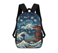 sinyumoney Mochila Infantil Impresa En 3D Japanese Landscape Style Mochila Escolar De Gran Capacidad Para Viajes Y Libros Para Niños De Primaria Y Secundaria 17inch