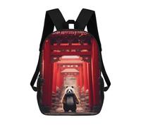 sinyumoney Mochila Infantil Impresa En 3D Japanese Panda Torii Gate Mochila Escolar Ligera De Viaje Mochila Escolar De Moda Para Niños Y Estudiantes 17inch