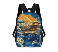 sinyumoney Mochila Infantil Impresa En 3D Japanese Temple in Winter Landscape Mochila Escolar De Gran Capacidad Para Viajes Y Libros Para Niños De Primaria Y Secundaria 17inch