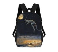 sinyumoney Mochila Infantil Impresa En 3D Kangaroo Leaping Under Moonlight Mochila Escolar De Gran Capacidad Para Viajes Y Libros Para Niños De Primaria Y Secundaria 17inch