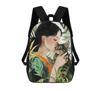 sinyumoney Mochila Infantil Impresa En 3D Kitty I Love You Cat Art Mochila Escolar Ligera De Viaje Mochila Escolar De Moda Para Niños Y Estudiantes 17inch