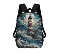sinyumoney Mochila Infantil Impresa En 3D Lighthouse in The Storm Mochilas De Día Mochila Para Libros Mochila De Moda Mochilas Informales Para Niños Y Niñas En Edad Escolar 17inch