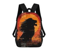 sinyumoney Mochila Infantil Impresa En 3D Lion Silhouette Sunset Mochila Escolar De Gran Capacidad Para Viajes Y Libros Para Niños De Primaria Y Secundaria 17inch