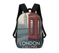 sinyumoney Mochila Infantil Impresa En 3D London Calling Red Telephone Booth Art Mochila Escolar De Gran Capacidad Para Viajes Y Libros Para Niños De Primaria Y Secundaria 17inch