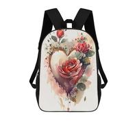 sinyumoney Mochila Infantil Impresa En 3D Love in Bloom Heart-Shaped Roses Mochila Escolar De Gran Capacidad Para Viajes Y Libros Para Niños De Primaria Y Secundaria 17inch
