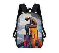 sinyumoney Mochila Infantil Impresa En 3D Modern Cubist Vision of The Thinker Mochilas De Día Mochila Para Libros Mochila De Moda Mochilas Informales Para Niños Y Niñas En Edad Escolar 17inch