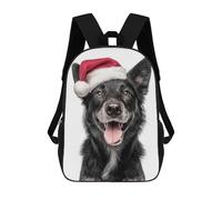 sinyumoney Mochila Infantil Impresa En 3D Mudi Dog with Santa Hat Portrait Mochila Escolar De Gran Capacidad Para Viajes Y Libros Para Niños De Primaria Y Secundaria 17inch